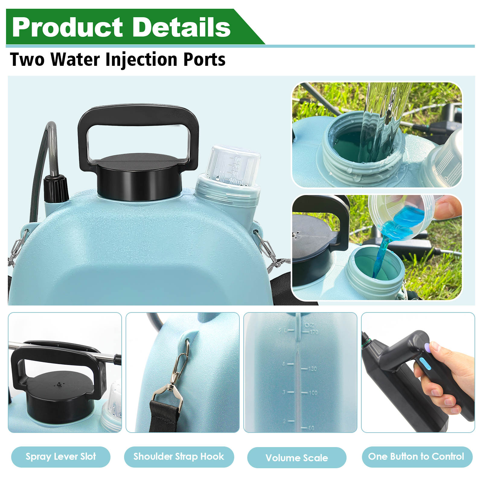 Battery Powered Garden Sprayer 2 Gallon, Upgrade Powerful Electric Sprayer with 3 Mist Nozzles, SYLSTAR Retractable Wand 8L Rechargeable Handle with Adjustable Shoulder Strap for Lawn & Garden