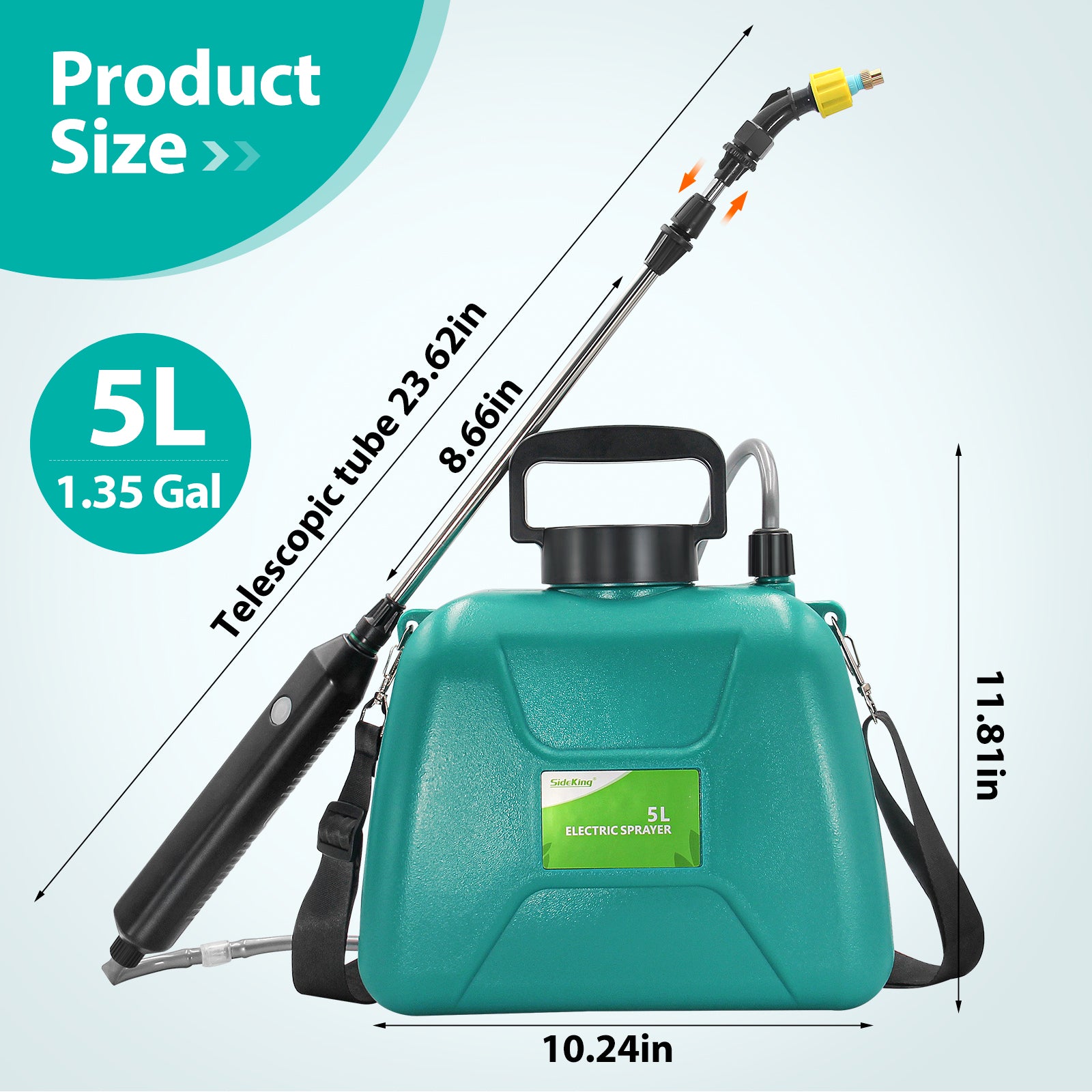 1.35 Gallon/5L Battery Powered Sprayer Portable Garden Sprayer