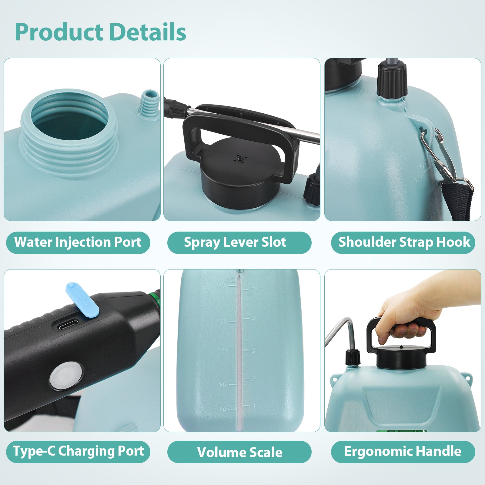 1.35 Gallon/5L Battery Powered Sprayer Portable Garden Sprayer